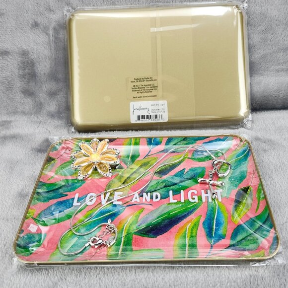 Studio Oh! Metal Catchall Love and Light Pink, Green and Gold New - Picture 2 of 5